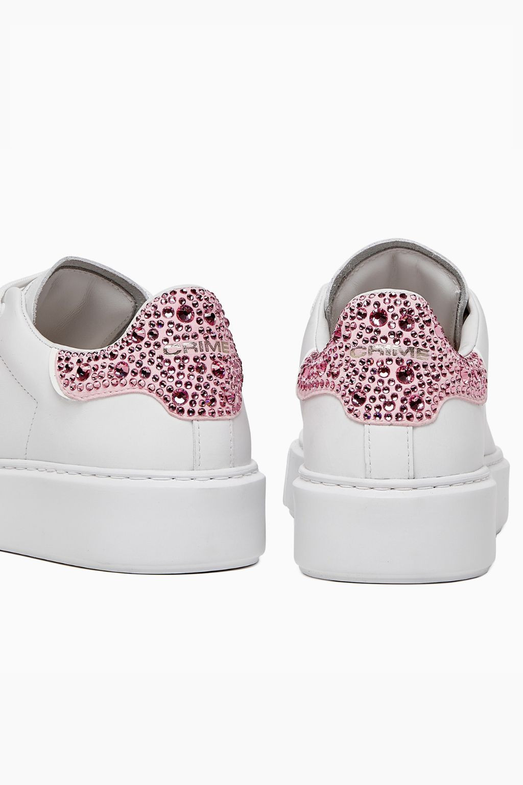 SNEAKER DONNA BIANCA/ROSA ELEVATE STRASS 27706 CRIME LONDON