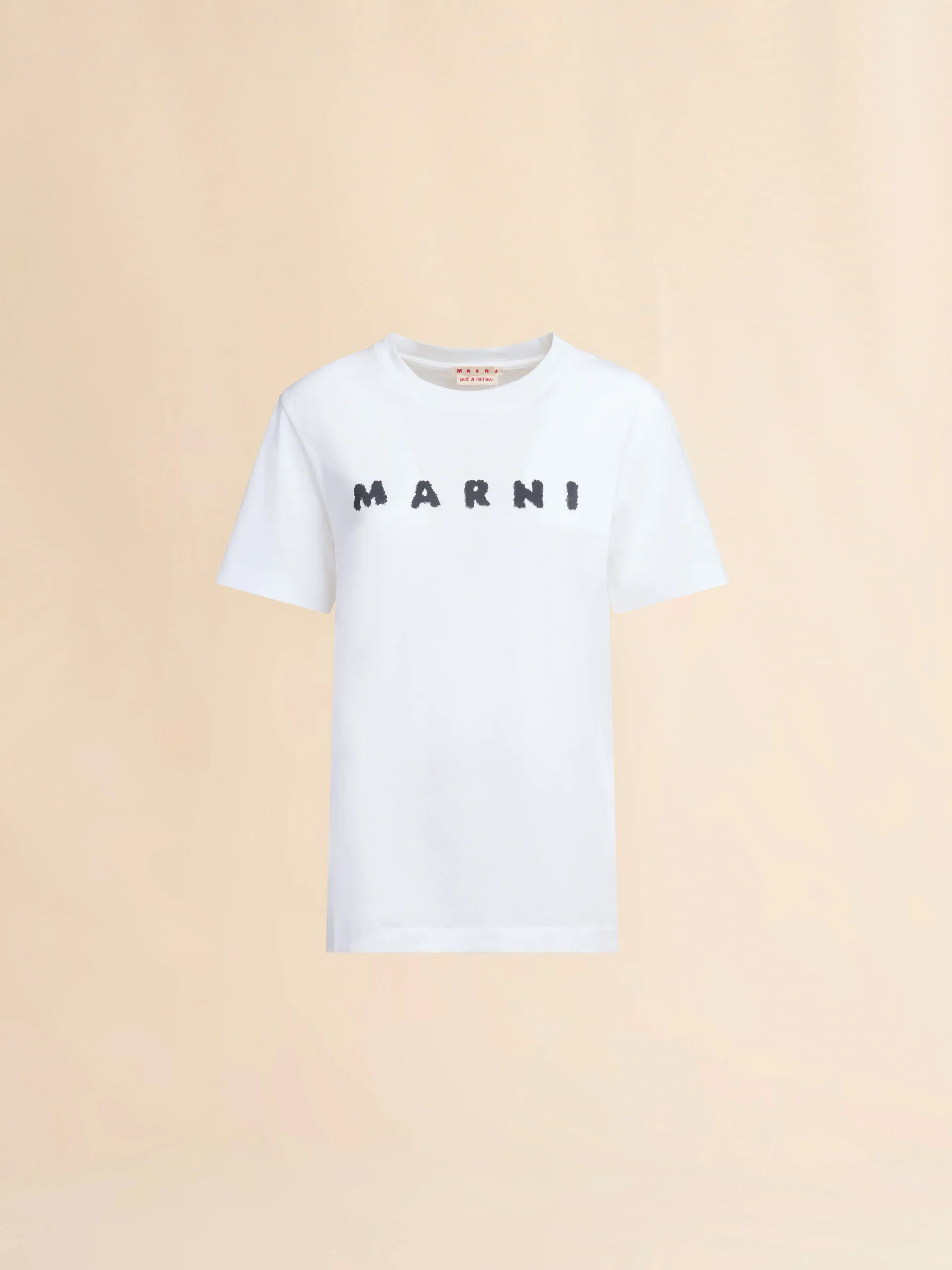 T-shirt in jersey bianco con logo Marni Scribbled