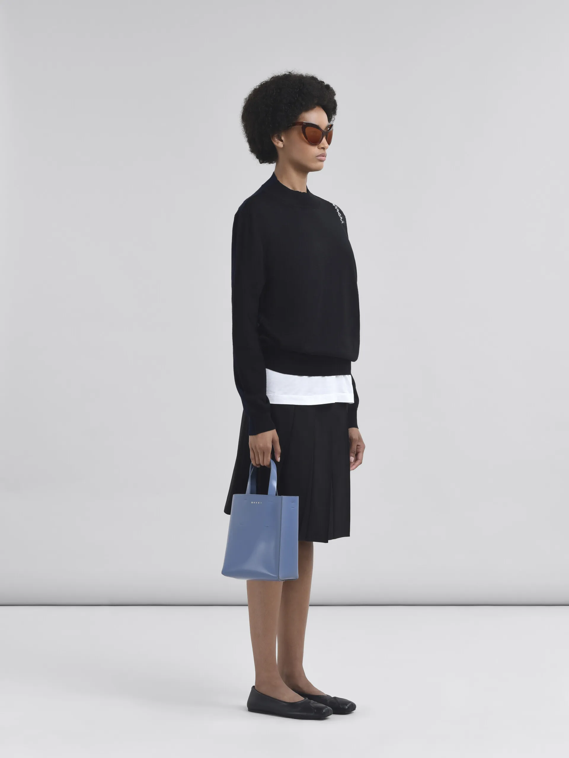 T-shirt in jersey bianco con logo Marni Scribbled