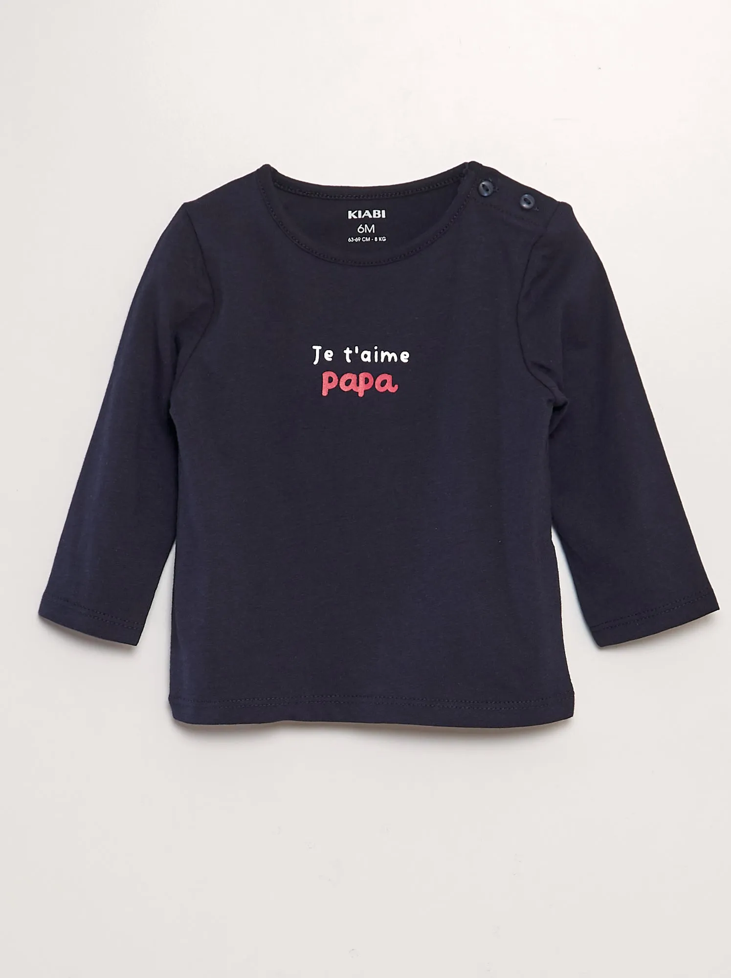 T-shirt in jersey con scollo tondo e apertura con bottoni - BLU