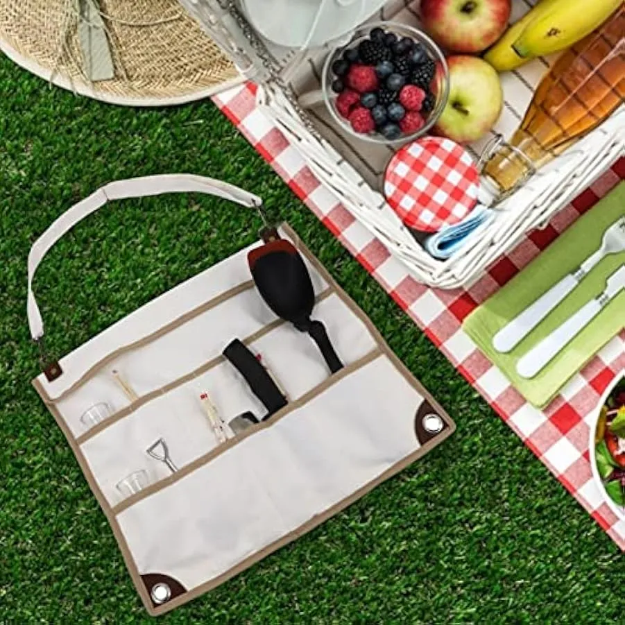tacery Rotolo per Utensili – Borsa per Utensili da Campeggio Leggera – Borsa per Posate Set di Utensili da Cucina Organizer da V
