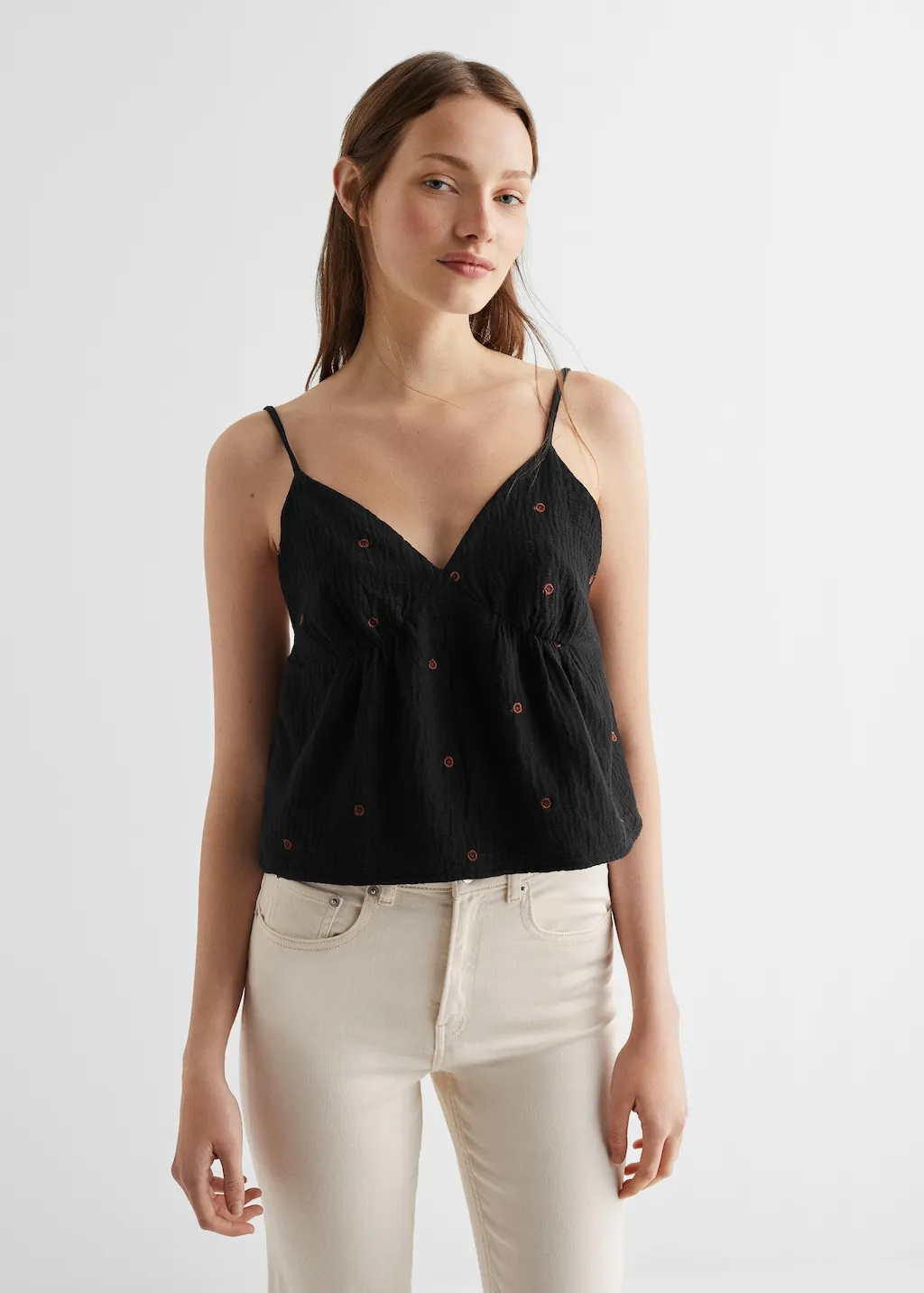 Top cotone ricami