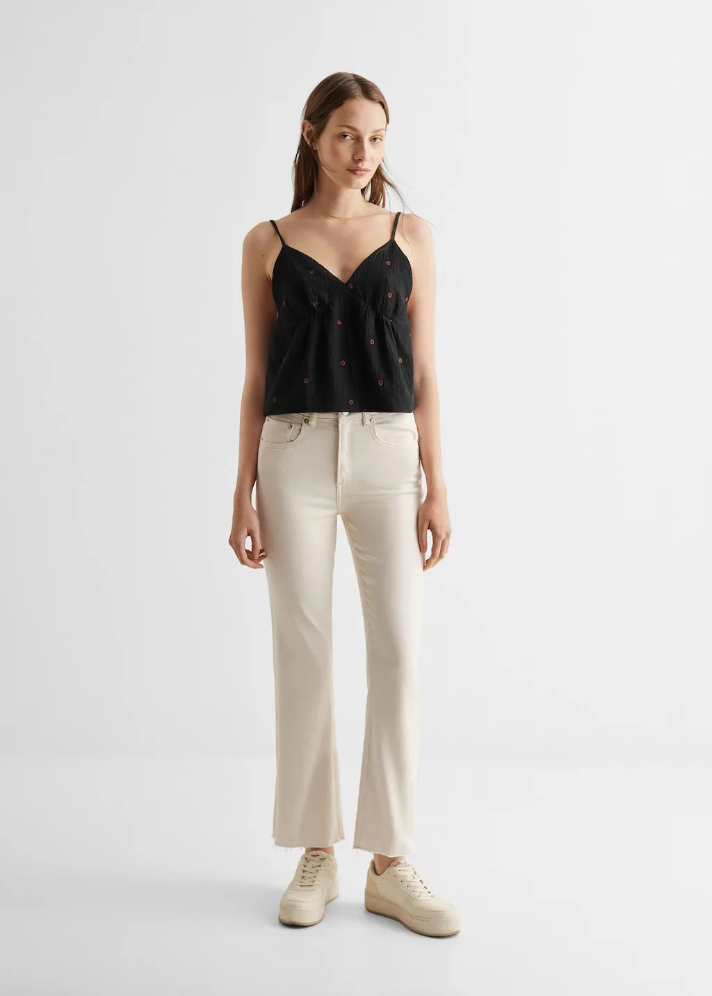 Top cotone ricami