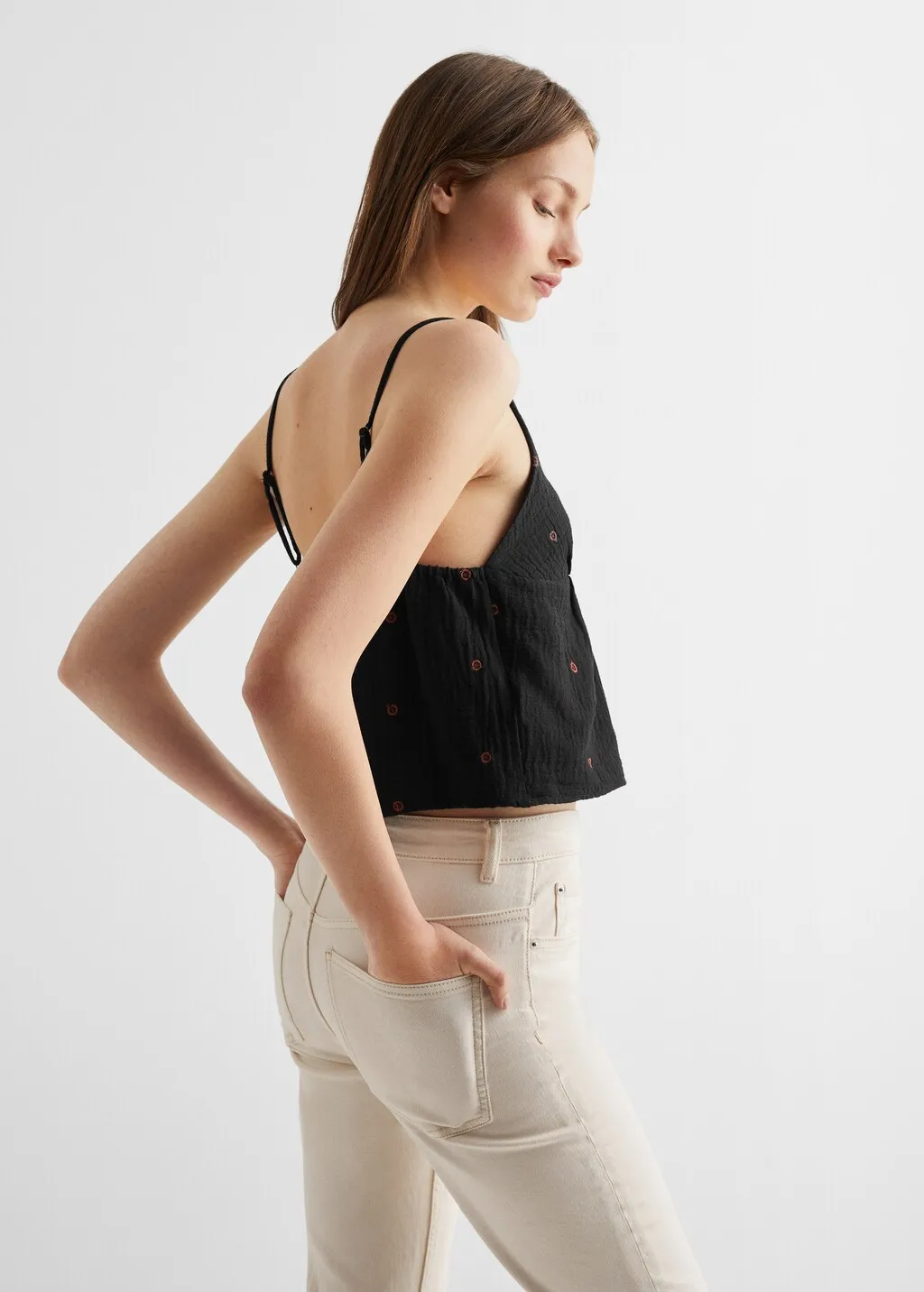 Top cotone ricami
