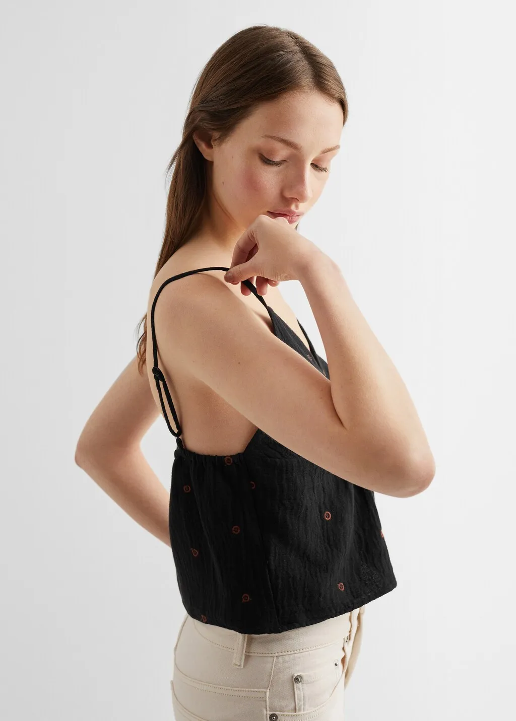 Top cotone ricami