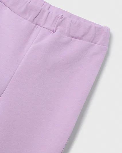 Tuta lilla in cotone stretch con cappuccio e ricami floreali 3-7 anni