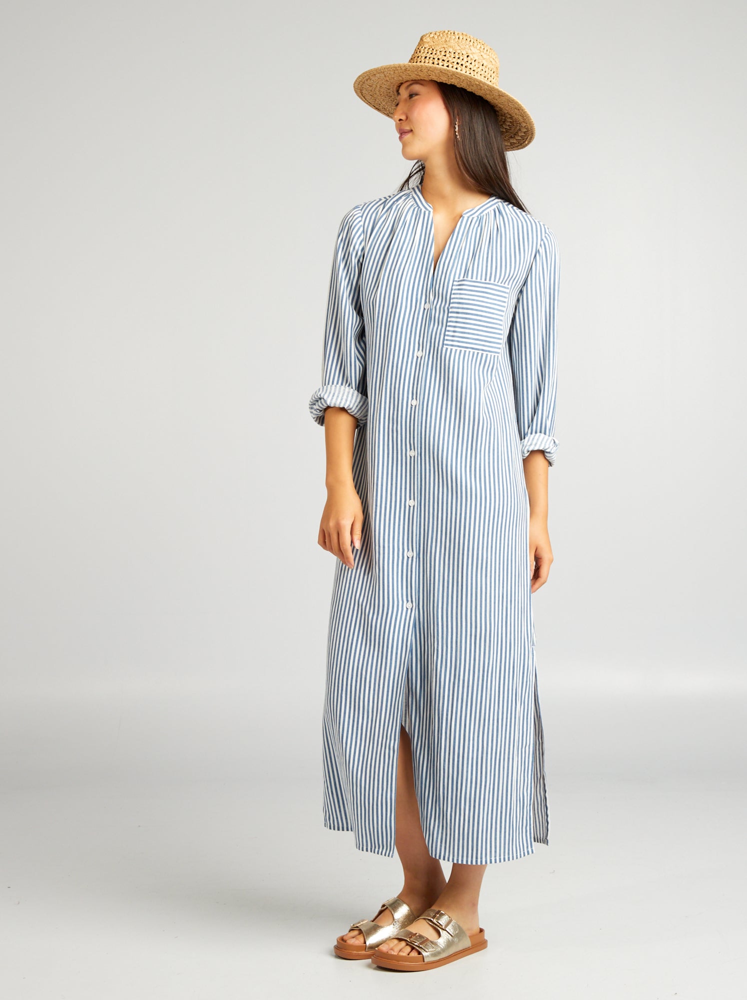 Vestito chemisier a righe - BLU