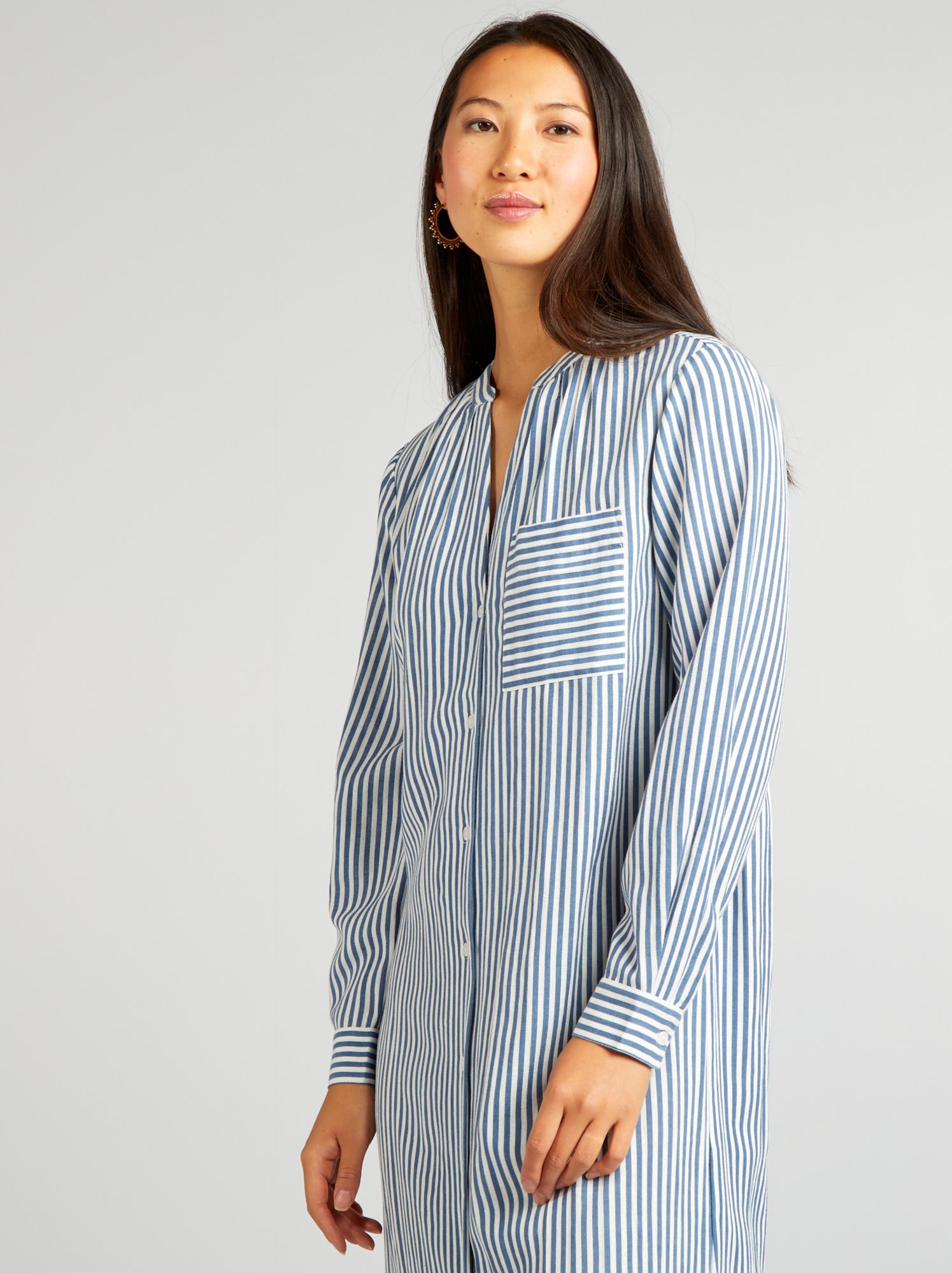 Vestito chemisier a righe - BLU