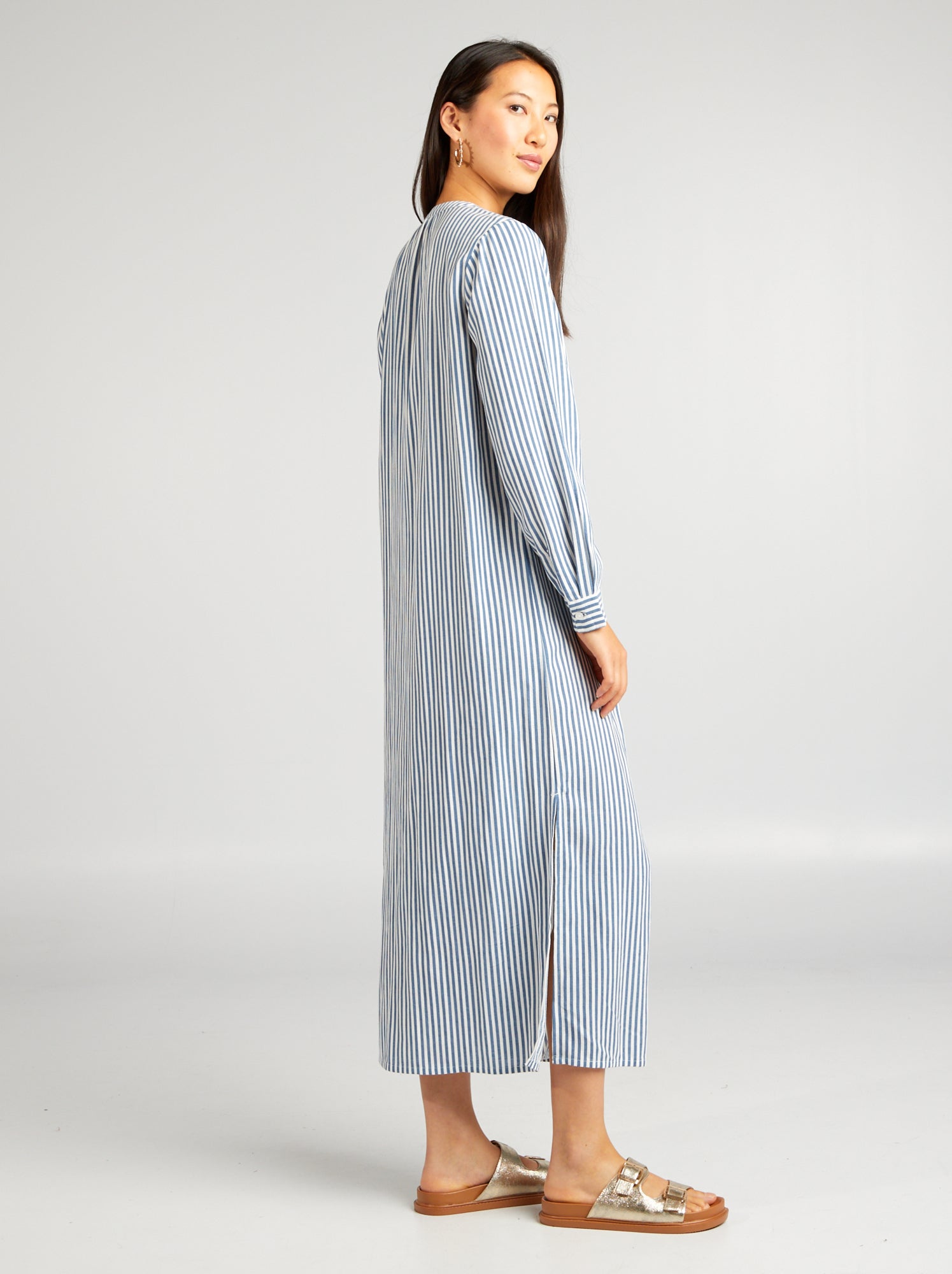 Vestito chemisier a righe - BLU