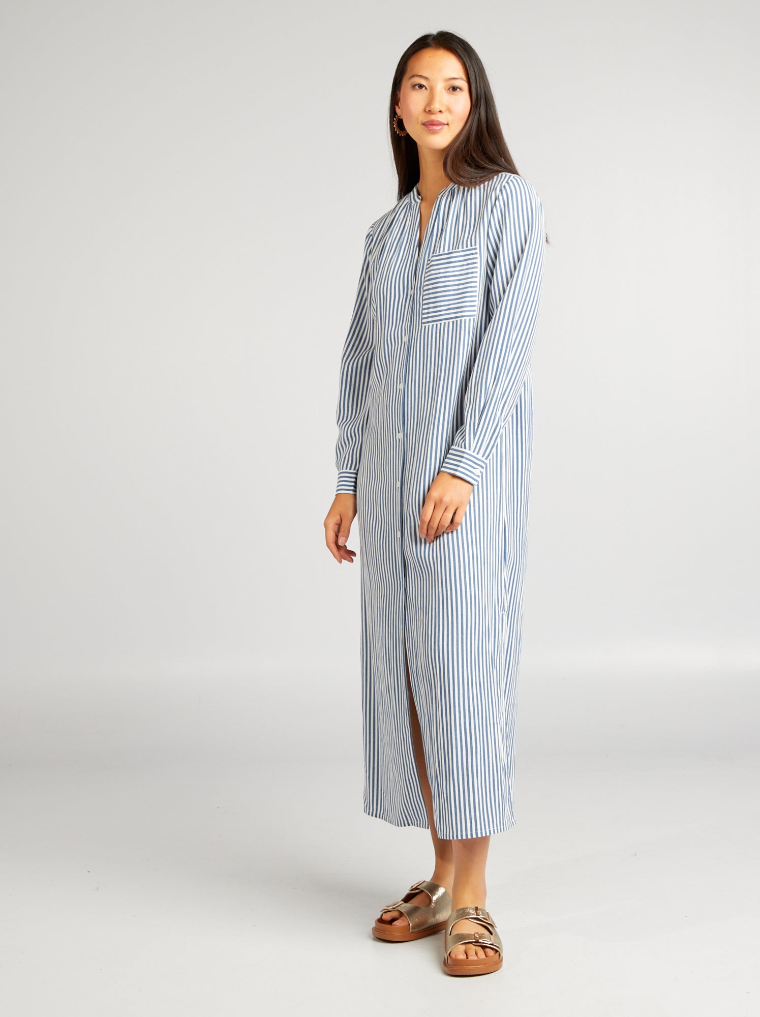 Vestito chemisier a righe - BLU