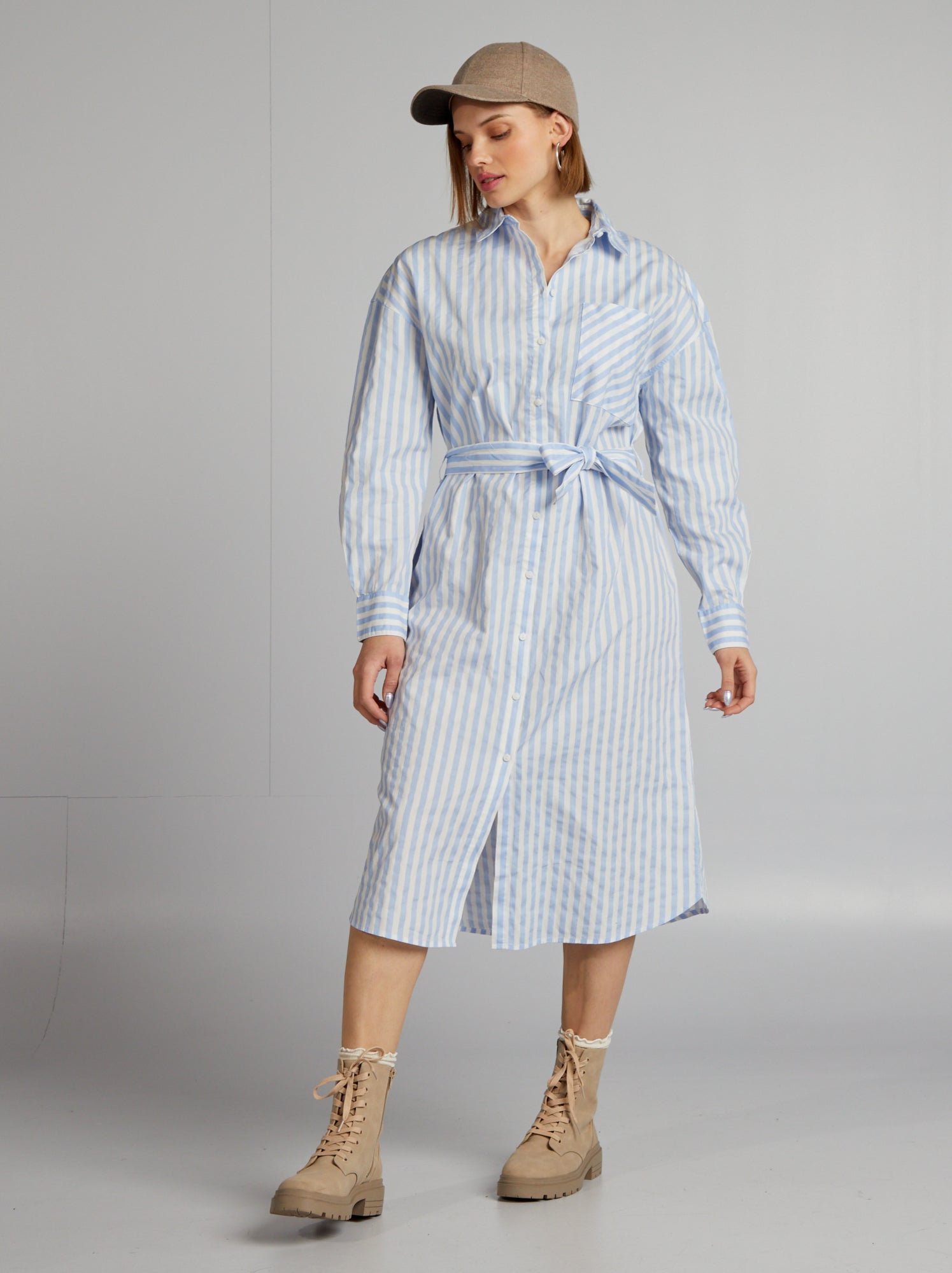 Vestito chemisier in popeline - BLU