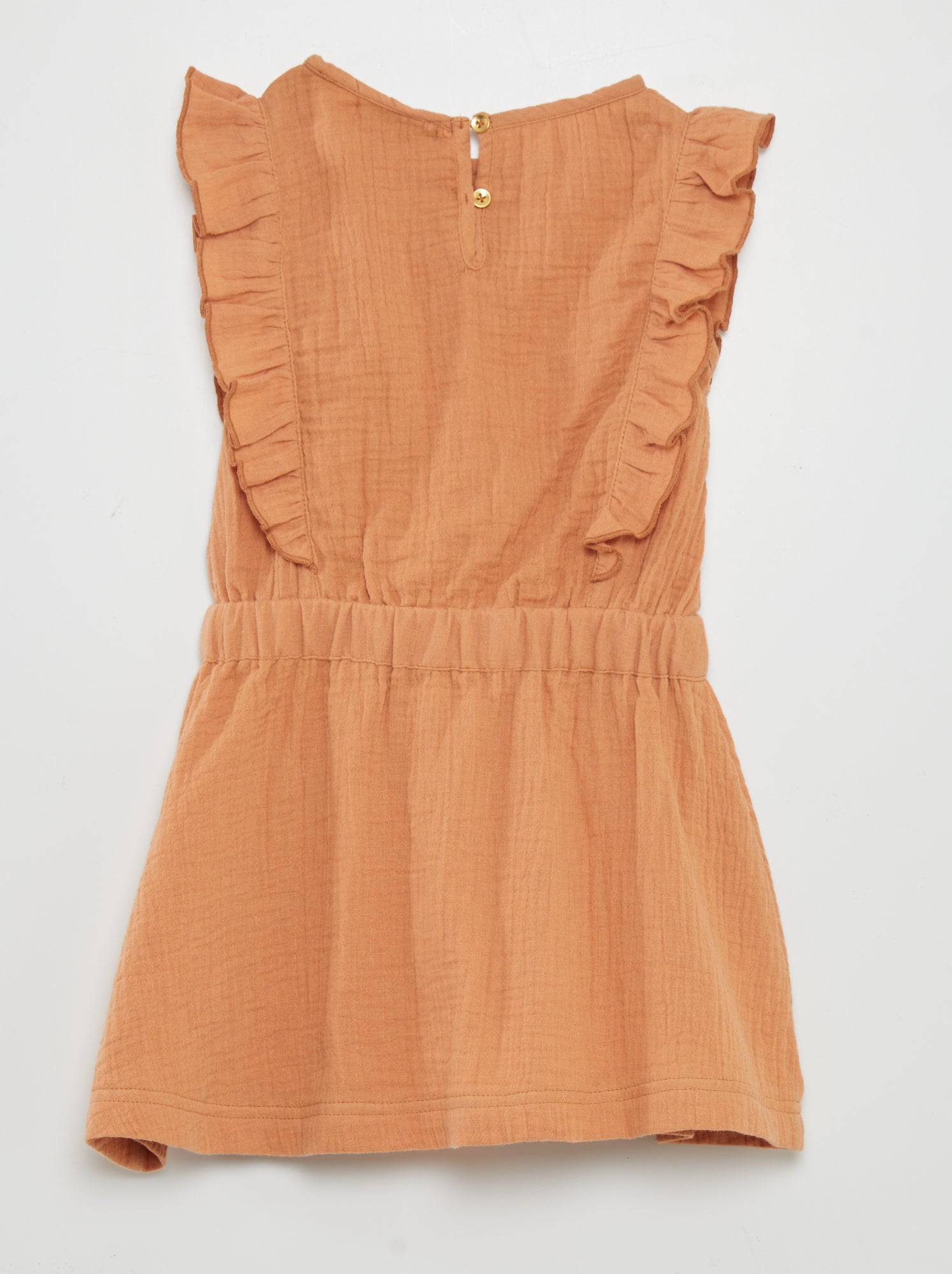 Vestito con volant in garza di cotone - ARANCIONE