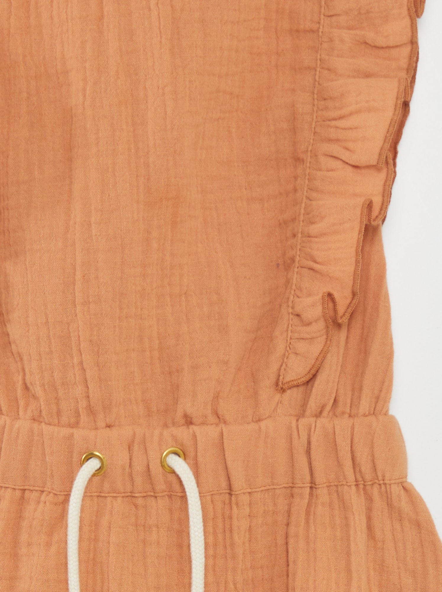 Vestito con volant in garza di cotone - ARANCIONE