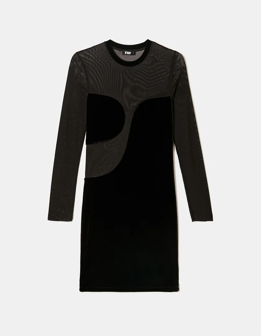 Vestito corto in Velluto Nero  