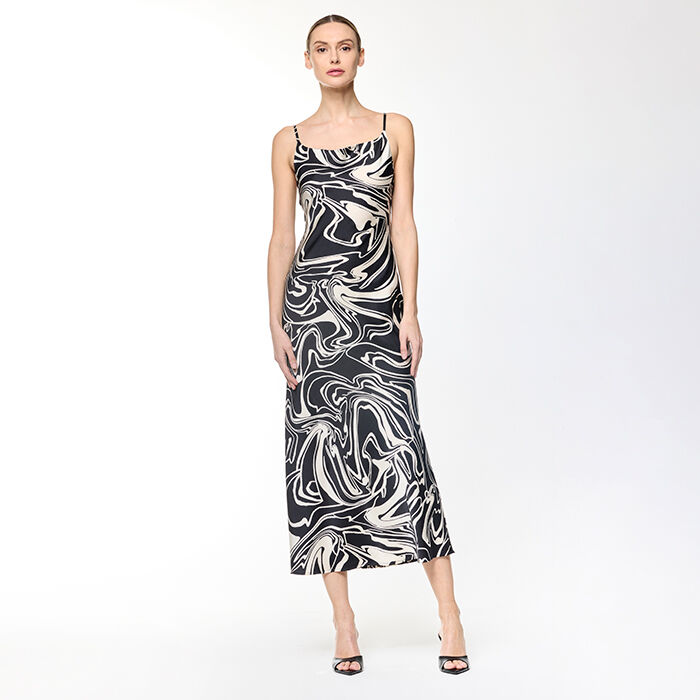 Vestito lungo bianco e nero