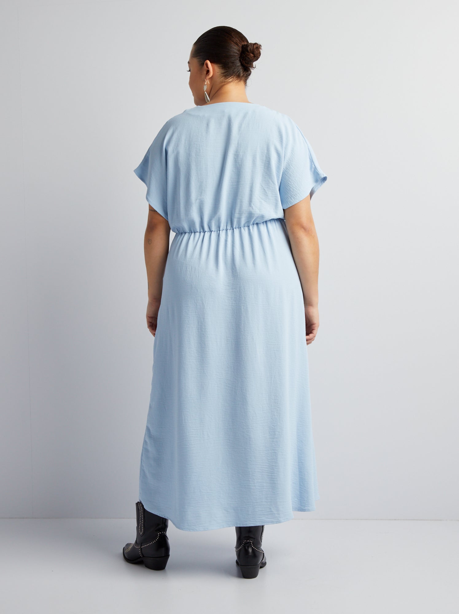 Vestito morbido a maniche corte - BLU