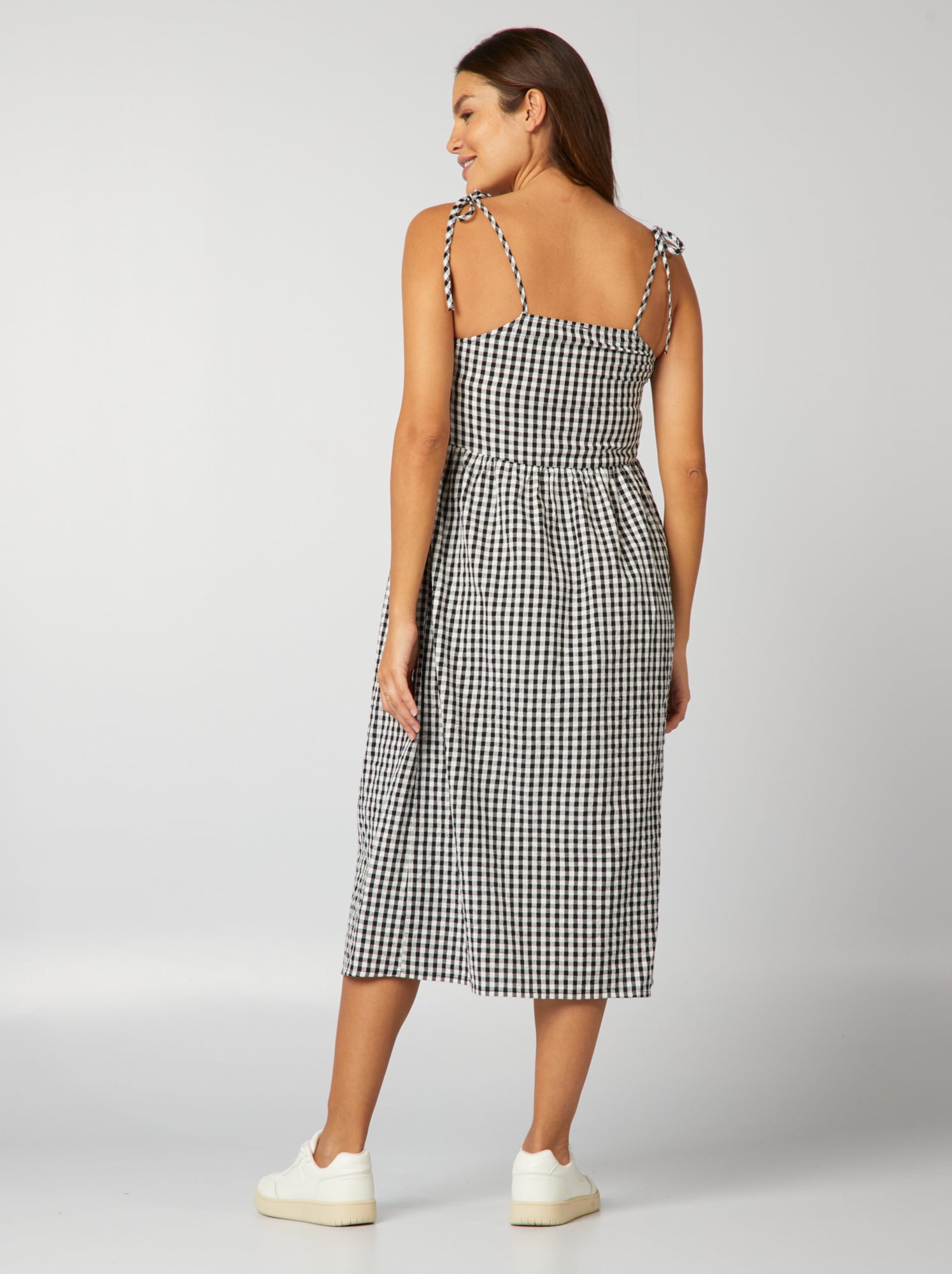 Vestito vichy per l'allattamento - NERO