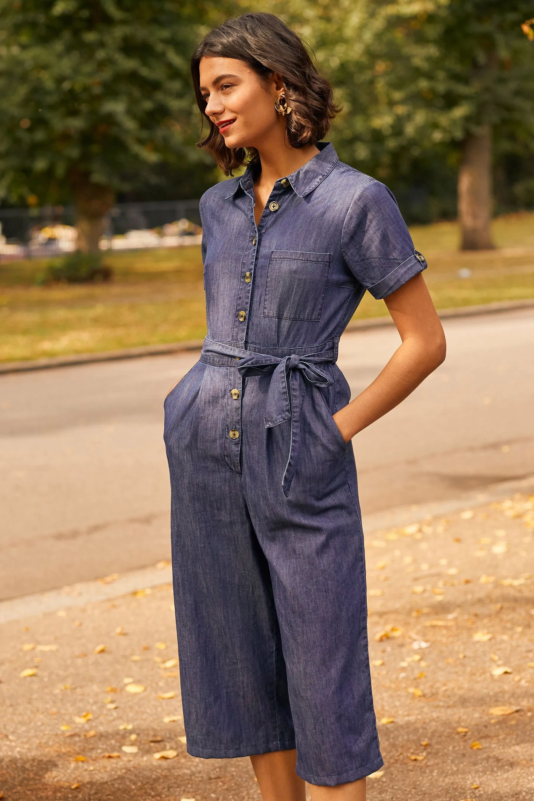 Yumi Denim - salopette lunga con bottoni  Denim