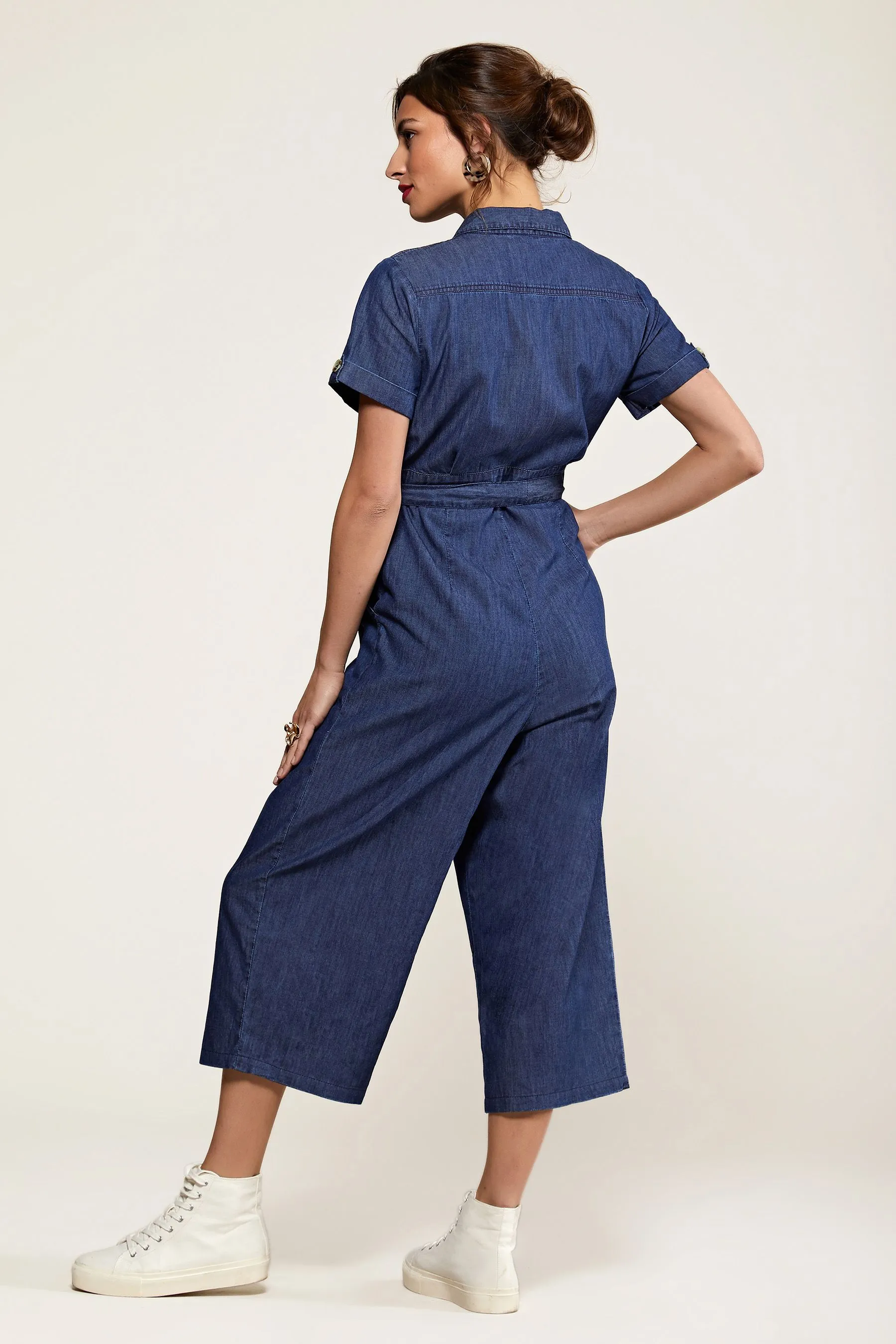Yumi Denim - salopette lunga con bottoni  Denim