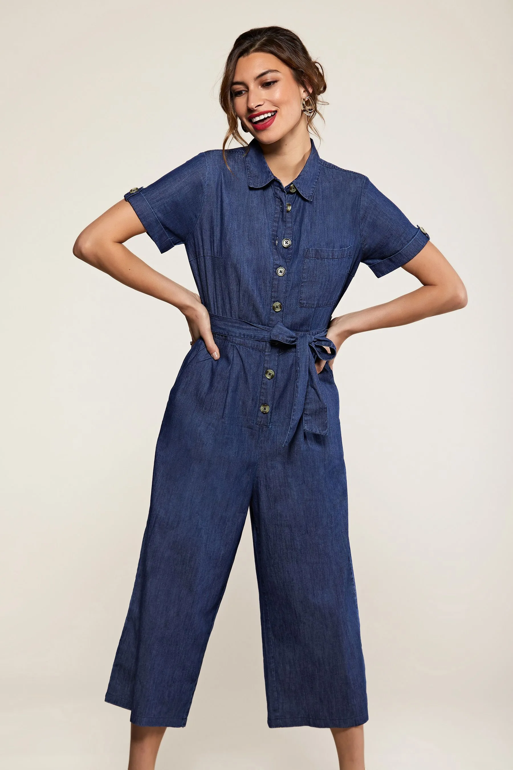 Yumi Denim - salopette lunga con bottoni  Denim